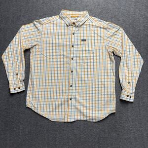 Columbia Long Sleeve Button Down Shirt Mens XL Orange/Teal Green Check